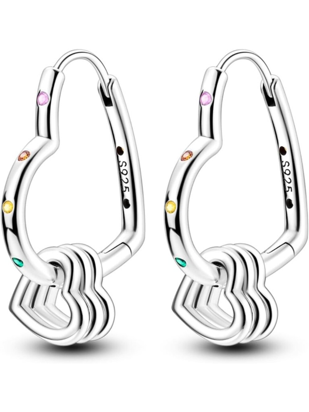 Lightweight 925 Sterling Silver Triple Hoop Earrings for Women - Love Design
